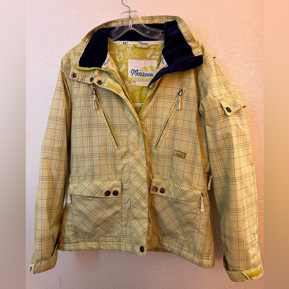 MORROW Light Green Blue Plaid Ski/Snowboard Jacket Sz L